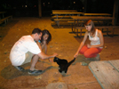 Very friendly black kitty at the group picnic with Scott, Tania, and Marissa